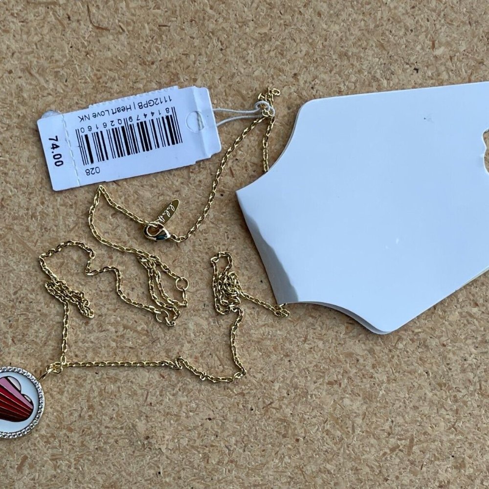 Lulu DK Women Necklace LOVE Heart Pendant Gold Tone 14k Plated Reversible $74 - Picture 2 of 12